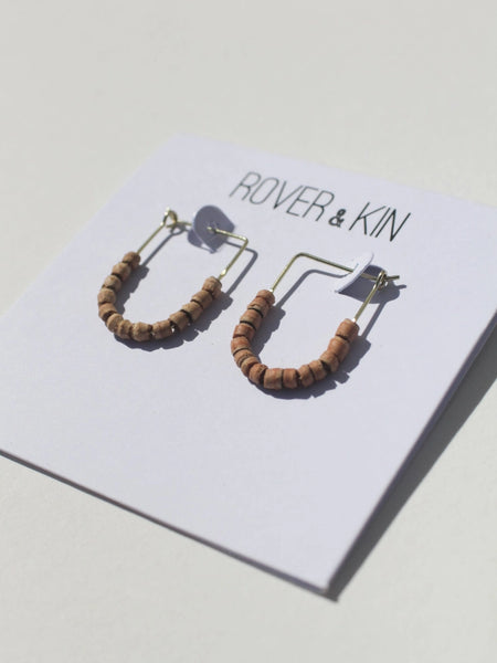 teak beaded drape earrings