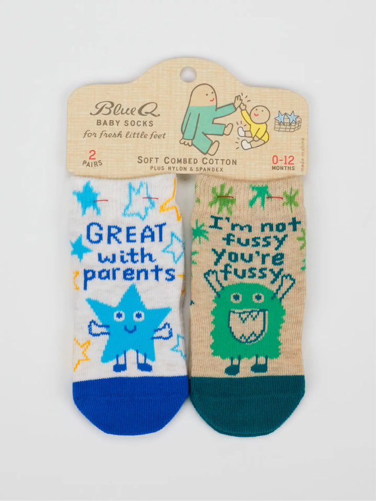 "i'm not fussy, you're fussy" baby socks