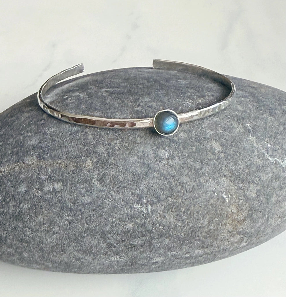 labradorite hammered sterling cuff