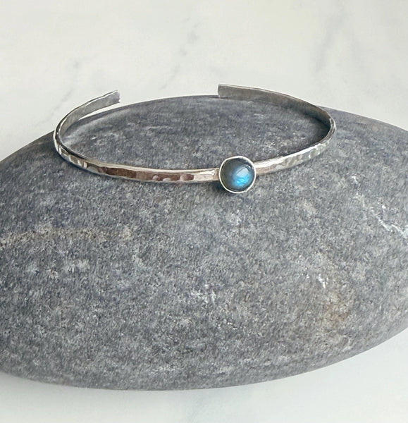 labradorite hammered sterling cuff