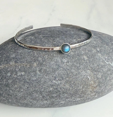 labradorite hammered sterling cuff