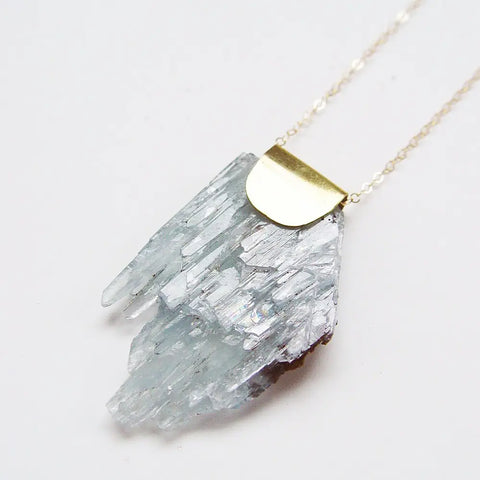 Blue barite crystal necklace