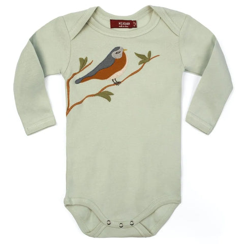 bird applique baby onesie