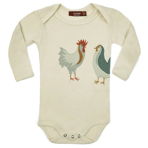 chicken applique baby onesie