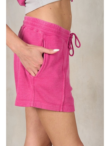fuchsia terry cloth shorts