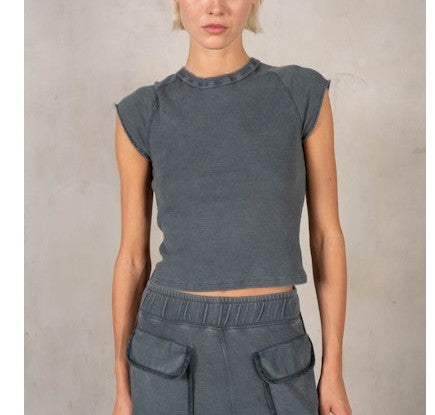 terry cloth cap sleeve tee