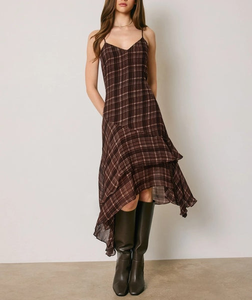 asymmetrical plaid dress