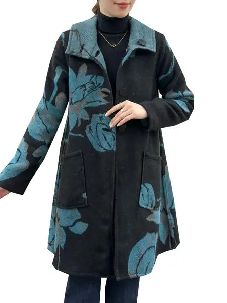 floral baby blue coat