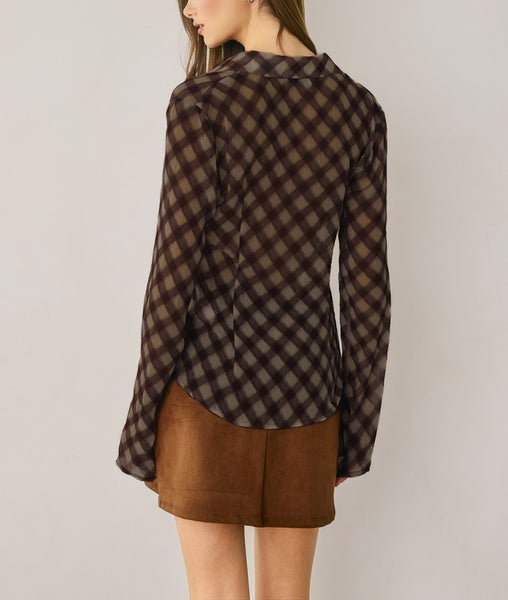sheer button-up top