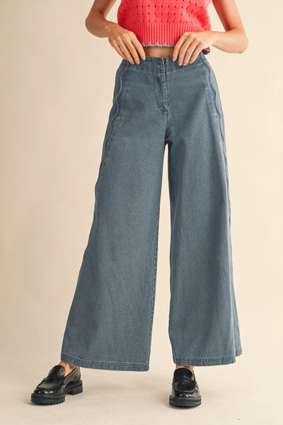 scallop side seam jeans
