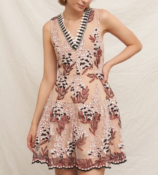 floral jacquard mini dress