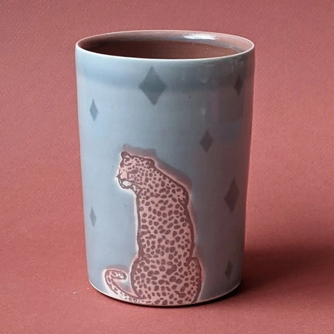 cheetah porcelain cup