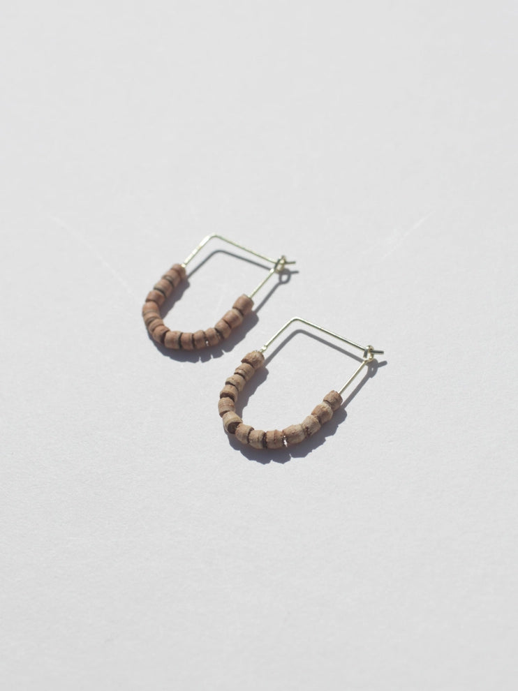 teak beaded drape earrings