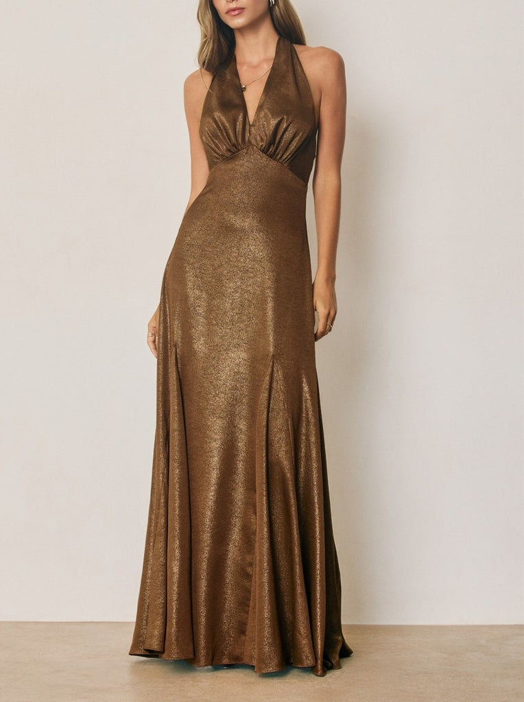gold elegant maxi dress