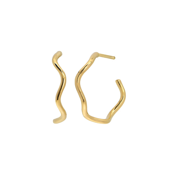 gold wavy dainty hoops