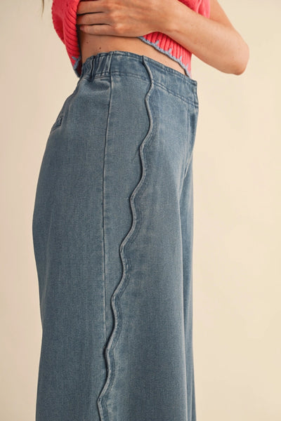 scallop side seam jeans