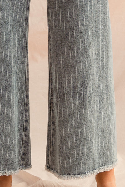 cut off pinstripe jeans