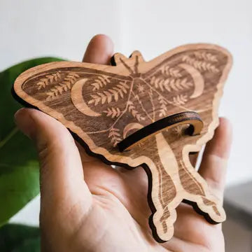 luna moth handmade wood magnet