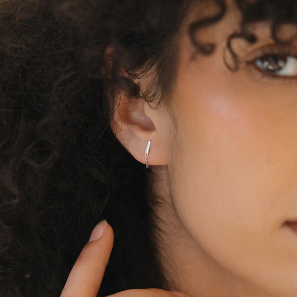 sterling silver  or gold petite bar stud