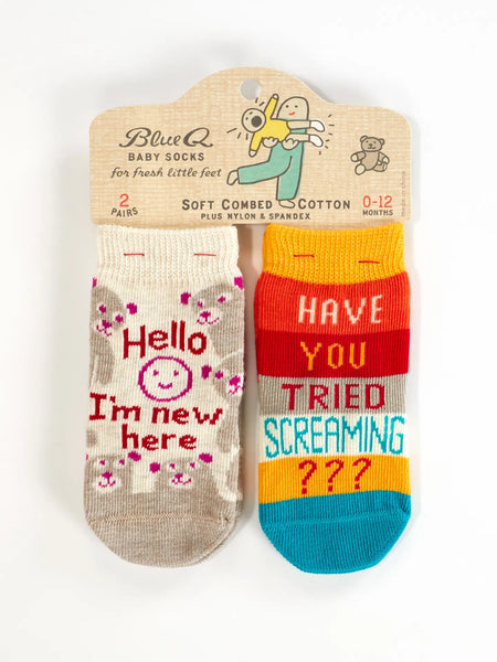 "have you tried screaming?" baby socks