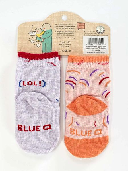 "wait till you hear me giggle" baby socks
