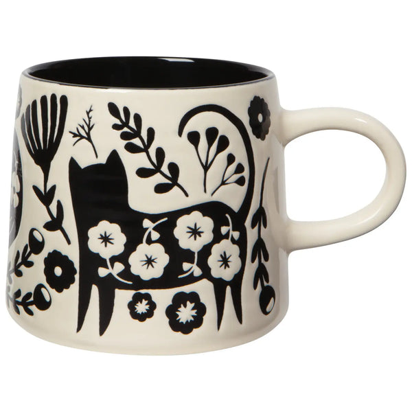 black cat coffee mug