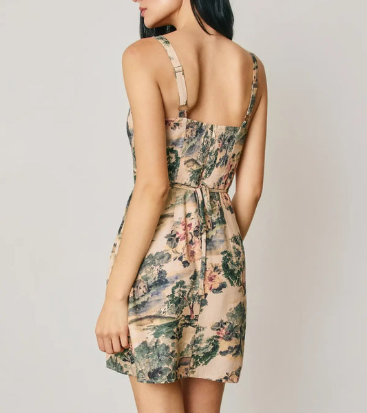 antique floral mini dress