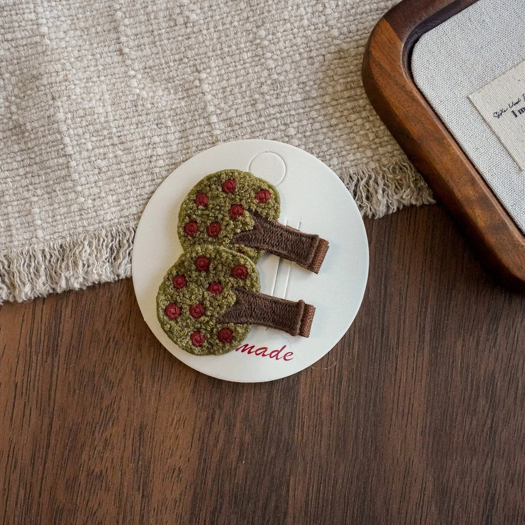 fabric apple tree baby hairclips