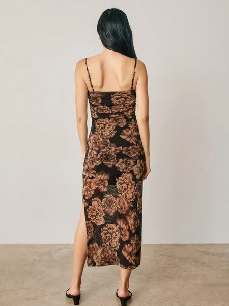 metallic floral dress