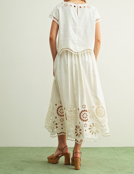 floral cut-out maxi skirt