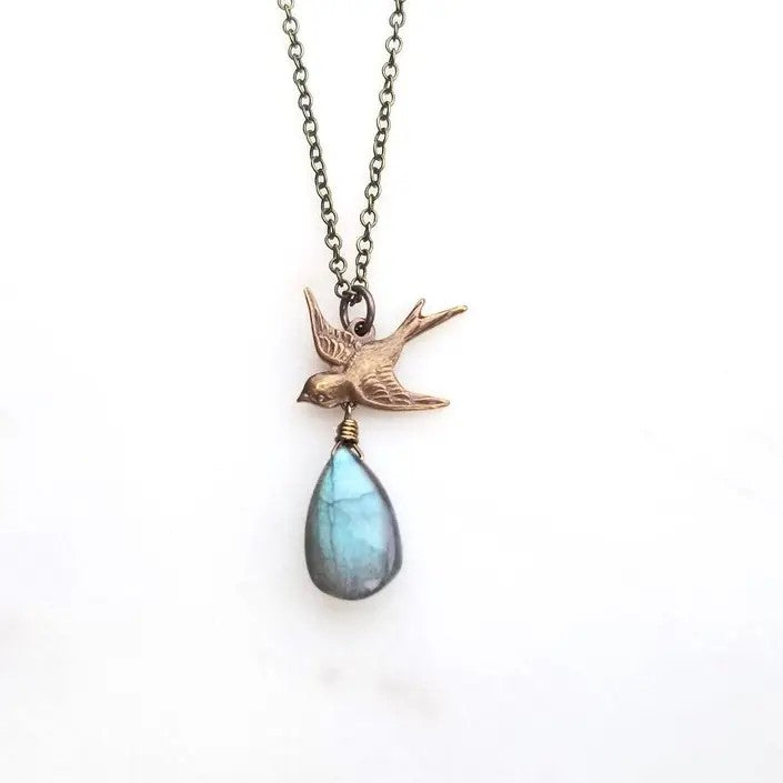 swallow and labradorite necklace