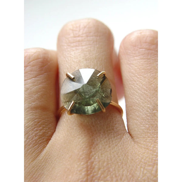 Olive Green Moldavite Ring