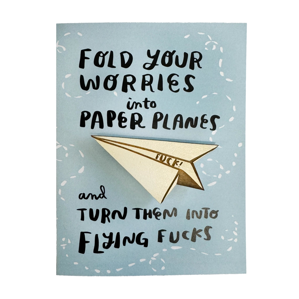 paper planes magnet w/ card- white