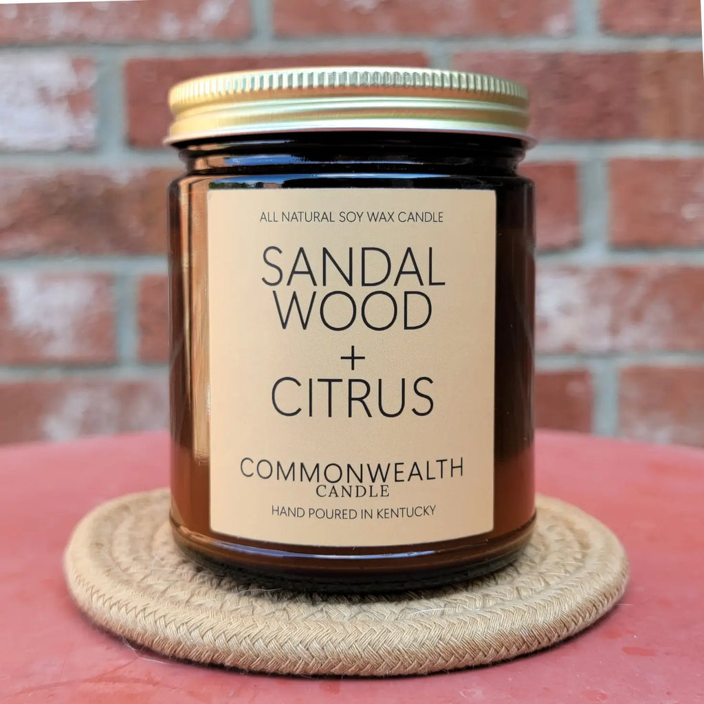 sandalwood and citrus soy candle