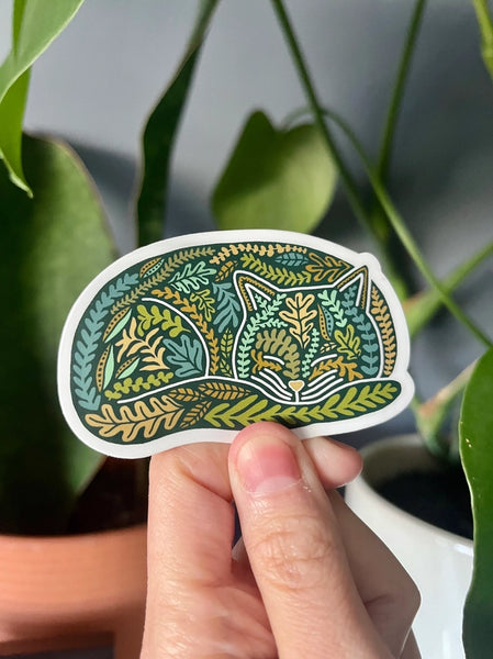 floral cat nap sticker