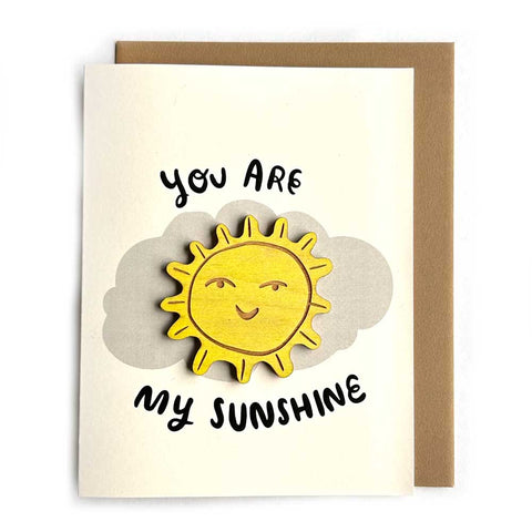 you are my sunshine- sun magnet w/ card- yellow