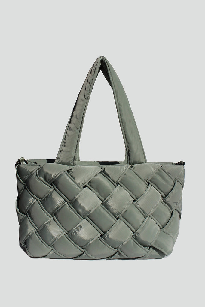 athena nylon woven tote- mint