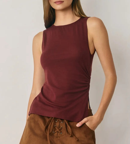 ruched burgundy top