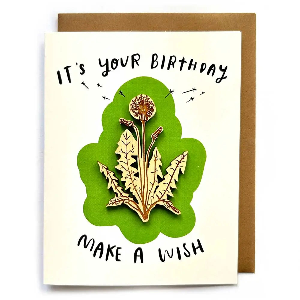 make a wish- dandelion- magnet w/card- natural