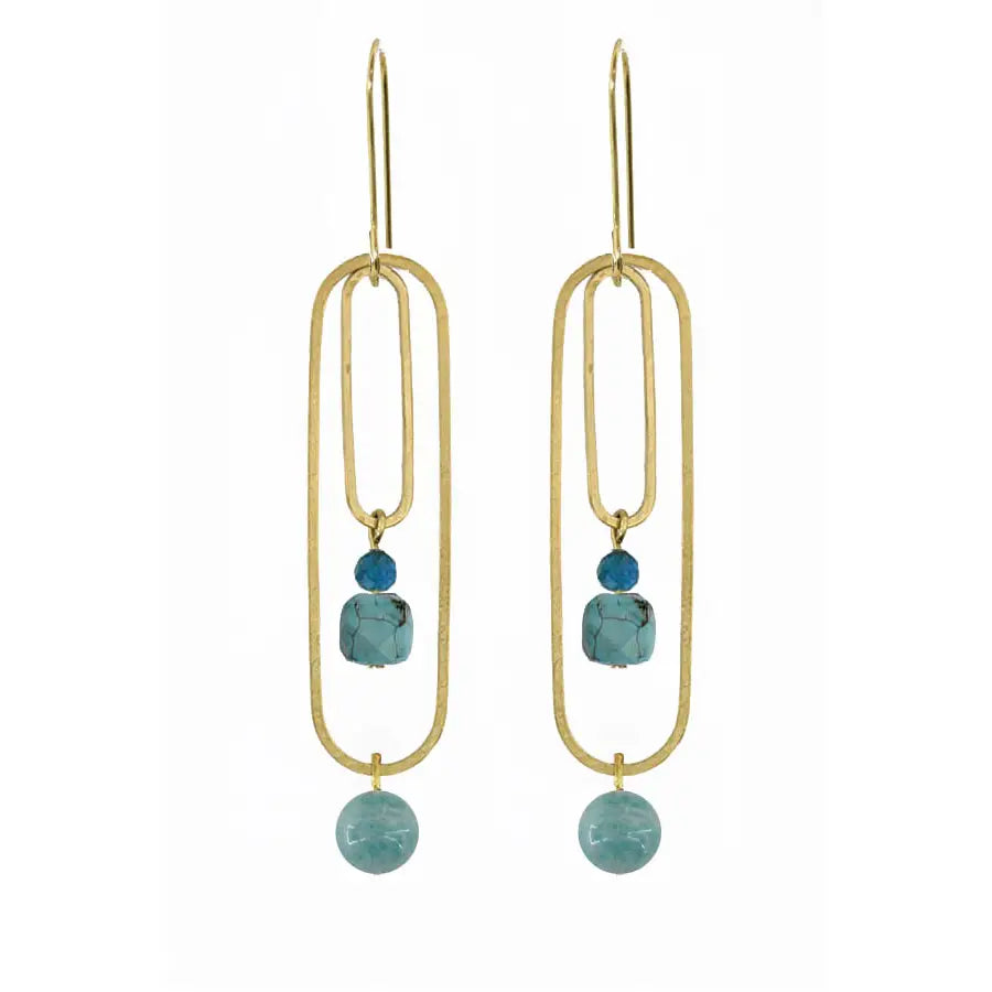 looped jade and turquoise earrings