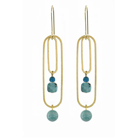 looped jade and turquoise earrings