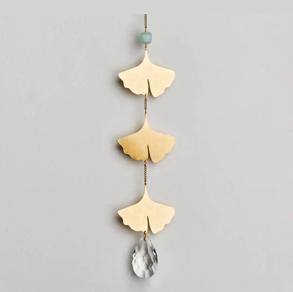 brass ginko leaf suncatcher