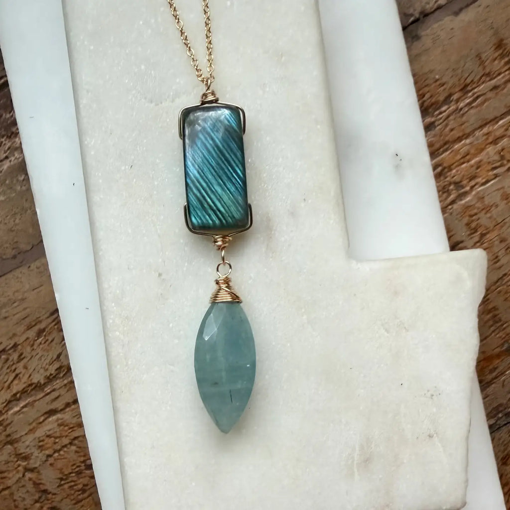 Labradorite and aquamarine necklace