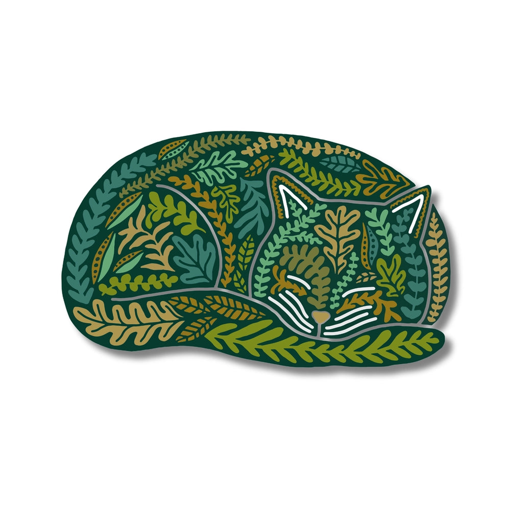 floral cat nap sticker