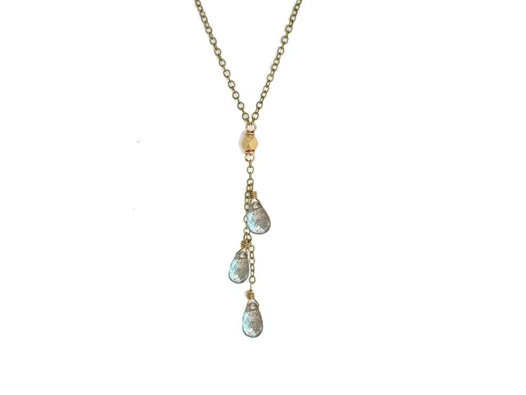 labradorite triple stone necklace