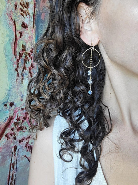 sterling and moonstone hoops